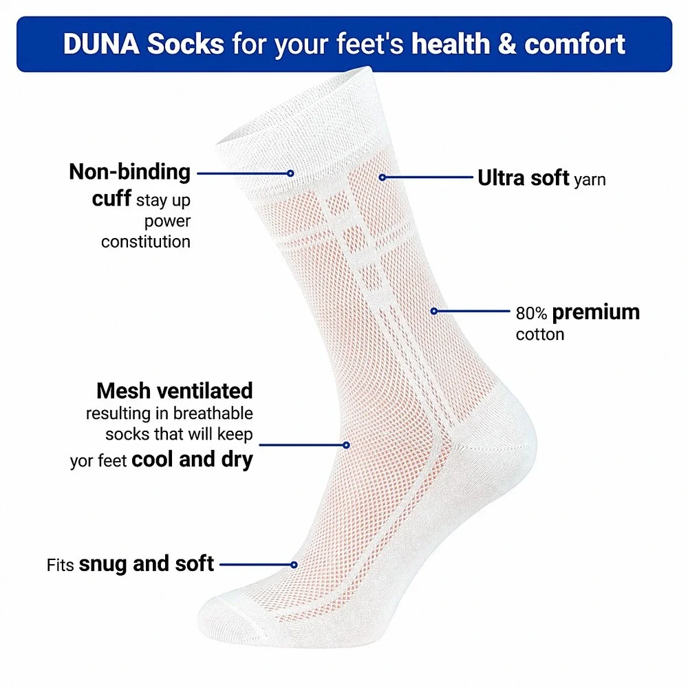 White Breathable Mens Cotton Dress Socks Ultra Thin Socks 5 Pack, size 11-13